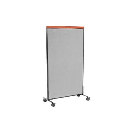 Interion    Mobile Deluxe Office Partition Panel, 36-1/4W X 64-1/2H, Gray